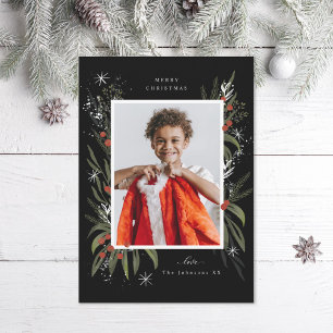 Cartes Pour Fêtes Annuelles Photo de feuillage de Noël rouge et vert
