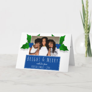 Cartes Pour Fêtes Annuelles Photo de feuilles de plante de baie de houx bleu m