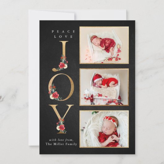 Cartes Pour Fêtes Annuelles Photo de fleurs hivernales festives Baies Joie Amo (Devant)