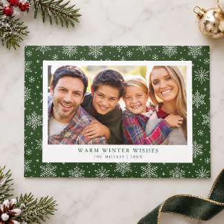 Cartes Pour Fêtes Annuelles Photo de flocon de neige vert et blanc
