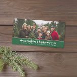 Cartes Pour Fêtes Annuelles Photo de grande famille Panoramique - Minimal - ve<br><div class="desc">Motif vintage vert plaid sur le dos - Un accueil de vacances simple et minimaliste avec un endroit pour une grande photo de groupe ou une photo panoramique. Design minimaliste avec une calligraphie moderne.</div>