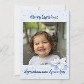 Cartes Pour Fêtes Annuelles Photo de grands-parents Noël bleu floral (Devant)