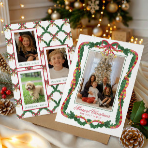 Cartes Pour Fêtes Annuelles Photo de grelots de Noël aquarelle rouge et vert