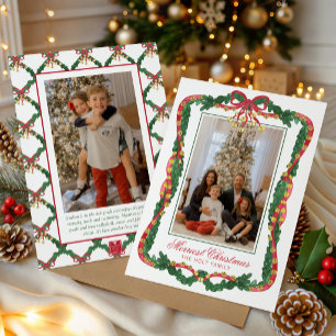 Cartes Pour Fêtes Annuelles Photo de grelots de Noël aquarelle rouge et vert
