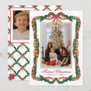 Cartes Pour Fêtes Annuelles Photo de grelots de Noël aquarelle rouge et vert