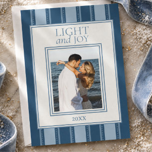 Cartes Pour Fêtes Annuelles Photo de Hanukkah Light and Joy moderne et rayé