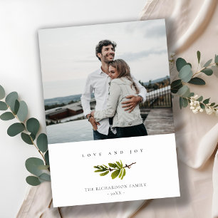 Cartes Pour Fêtes Annuelles Photo de joie et d'amour de Noël avec une branche