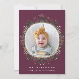 Cartes Pour Fêtes Annuelles Photo de jour férié du Fleur sauvage folk tiré à l