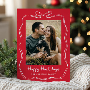 Cartes Pour Fêtes Annuelles Photo de Joyeux Howlidays avec un nœud dessiné à l