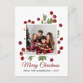 Cartes Pour Fêtes Annuelles Photo de Joyeux Noël avec des Baies Élégantes à l'