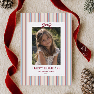 Cartes Pour Fêtes Annuelles Photo de Joyeux Noël avec un nœud rayé Americana