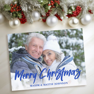 Cartes Pour Fêtes Annuelles Photo de Joyeux Noël avec une écriture moderne au