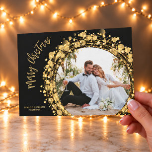 Cartes Pour Fêtes Annuelles Photo de Joyeux Noël or et noir