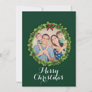 Cartes Pour Fêtes Annuelles Photo de la famille de couronnes de Noël Joyeuses