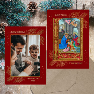 Cartes Pour Fêtes Annuelles Photo de la famille de Noël catholique