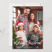 Cartes Pour Fêtes Annuelles Photo de la famille Moderne Brush Script Joyeux No (Devant)