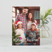 Cartes Pour Fêtes Annuelles Photo de la famille Moderne Brush Script Joyeux No (Debout devant)