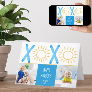 Cartes Pour Fêtes Annuelles Photo de la Fête des Mères XOXO Sunny Blue Card