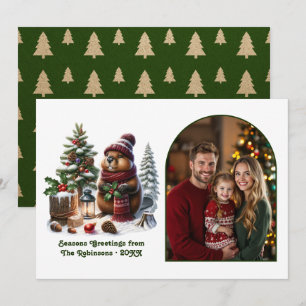 Cartes Pour Fêtes Annuelles Photo de la forêt enchantée de Noël avec castor en