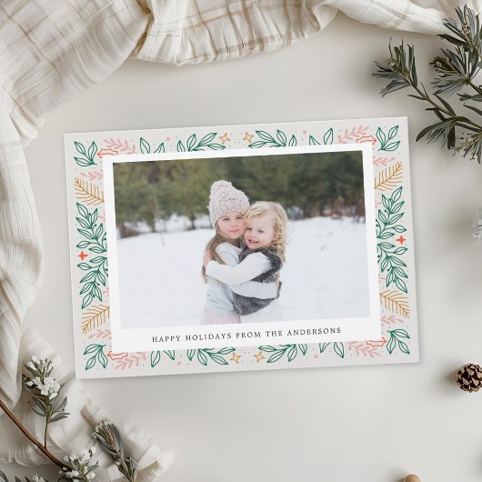 Cartes Pour Fêtes Annuelles Photo de la ligne de Noël Art à deux côtés