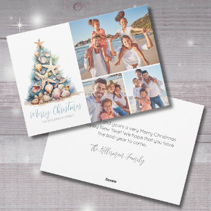 Cartes Pour Fêtes Annuelles Photo de la plage de l'arbre de Noël