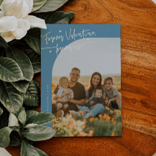 Cartes Pour Fêtes Annuelles Photo de la Saint-Valentin Forever Us Script Denim