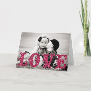 Cartes Pour Fêtes Annuelles Photo de la Saint-Valentin pailleté AMOUR