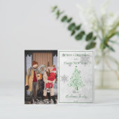Cartes Pour Fêtes Annuelles Photo de l'arbre de Noël vert (Debout devant)