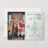 Cartes Pour Fêtes Annuelles Photo de l'arbre de Noël vert (Devant)
