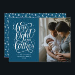 Cartes Pour Fêtes Annuelles Photo de Love, Light et Latkes Hanoukka<br><div class="desc">Cette carte Hanoukka simple photo moderne comporte l'expression en lettres "amour,  lumière et lokes" et un motif amusant dessiné à la main sur le dos.</div>