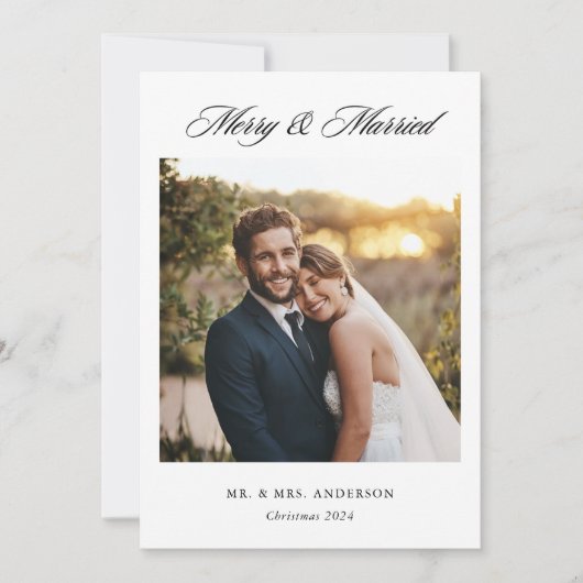 Cartes Pour Fêtes Annuelles Photo de mariage classique moderne et joyeux (Devant)