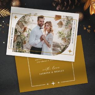 Cartes Pour Fêtes Annuelles Photo de mariage de Noël minimaliste en or