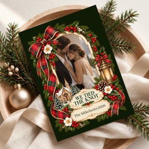 Cartes Pour Fêtes Annuelles Photo de mariage de Noël Nous avons noué le nœud