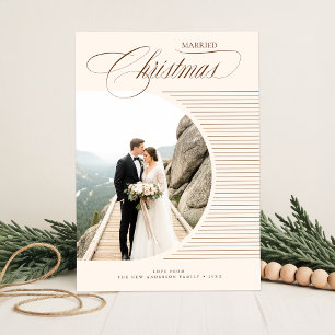 Cartes Pour Fêtes Annuelles Photo de mariage d'un couple de jeunes mariés élég