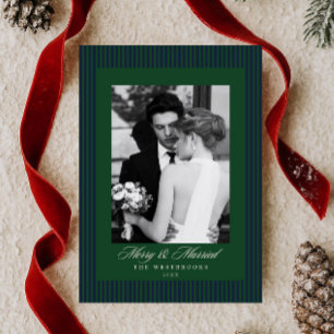 Cartes Pour Fêtes Annuelles Photo de mariage joyeux et uni avec rayures