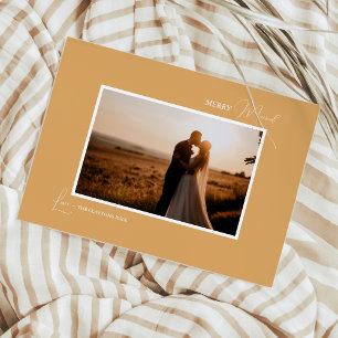 Cartes Pour Fêtes Annuelles Photo de mariage joyeux minimaliste rétro boho or