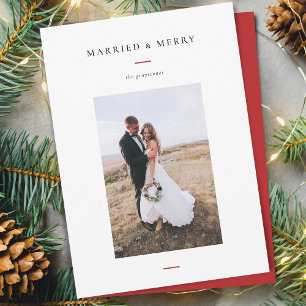 Cartes Pour Fêtes Annuelles Photo de mariage moderne et joyeux
