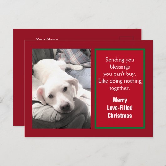 Cartes Pour Fêtes Annuelles Photo de mignon Chien avec papa Red Christmas (Devant / Derrière)