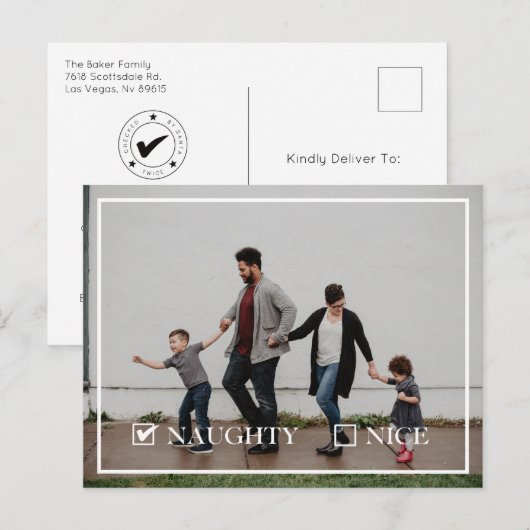 Cartes Pour Fêtes Annuelles Photo de Naughty (Devant / Derrière)