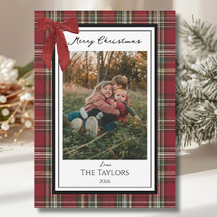 Cartes Pour Fêtes Annuelles Photo de Noël à carreaux classique