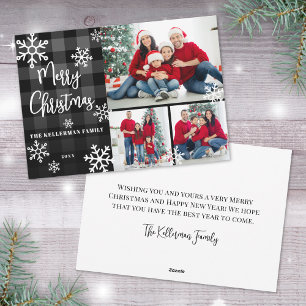 Cartes Pour Fêtes Annuelles Photo de Noël à carreaux noirs