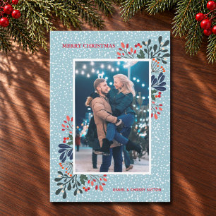 Cartes Pour Fêtes Annuelles Photo de Noël à fleurs d'hiver