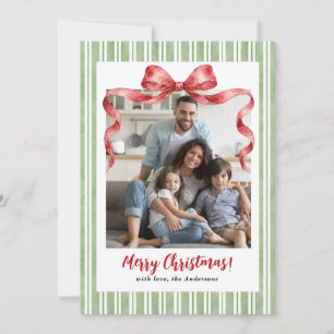 Cartes Pour Fêtes Annuelles Photo de Noël à l'aquarelle avec un nœud vintage c
