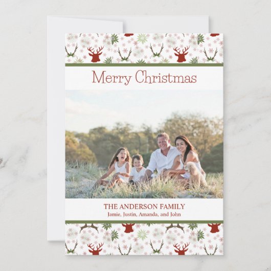 Cartes Pour Fêtes Annuelles Photo de Noël à motif de cerf (Devant)