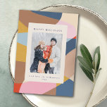 Cartes Pour Fêtes Annuelles Photo de Noël abstrait coloré peintre moderne<br><div class="desc">Envoyez des vœux de fête avec cette carte de vacances moderne encadrée de formes abstraites peintes. Des tons feutrés mais vifs de rose, de marine, d'or et de terre cuite créent un look sophistiqué qui se marie parfaitement avec les portraits de famille ou de couple. Un mélange parfait d'artistique et...</div>