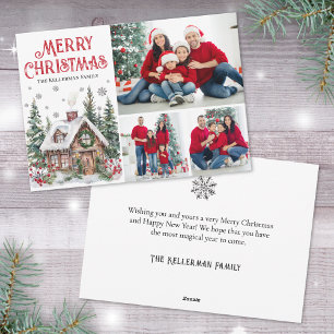 Cartes Pour Fêtes Annuelles Photo de Noël aquarelle festive