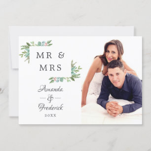 Cartes Pour Fêtes Annuelles Photo de Noël aquarelle Monsieur et Madame