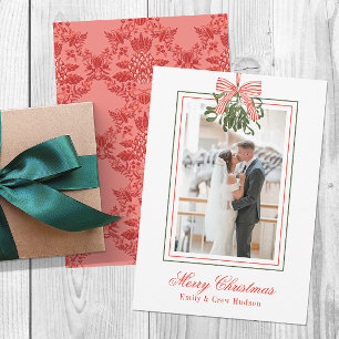 Cartes Pour Fêtes Annuelles Photo de Noël au gui à l'aquarelle