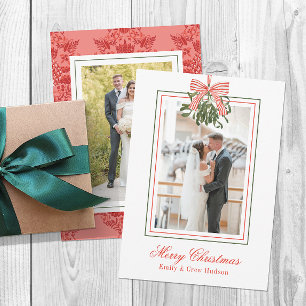 Cartes Pour Fêtes Annuelles Photo de Noël au gui à l'aquarelle