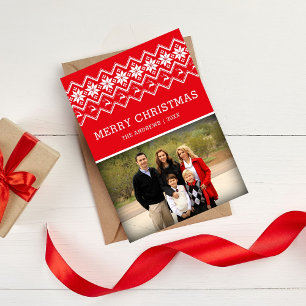 Cartes Pour Fêtes Annuelles Photo de Noël au motif nordique rouge